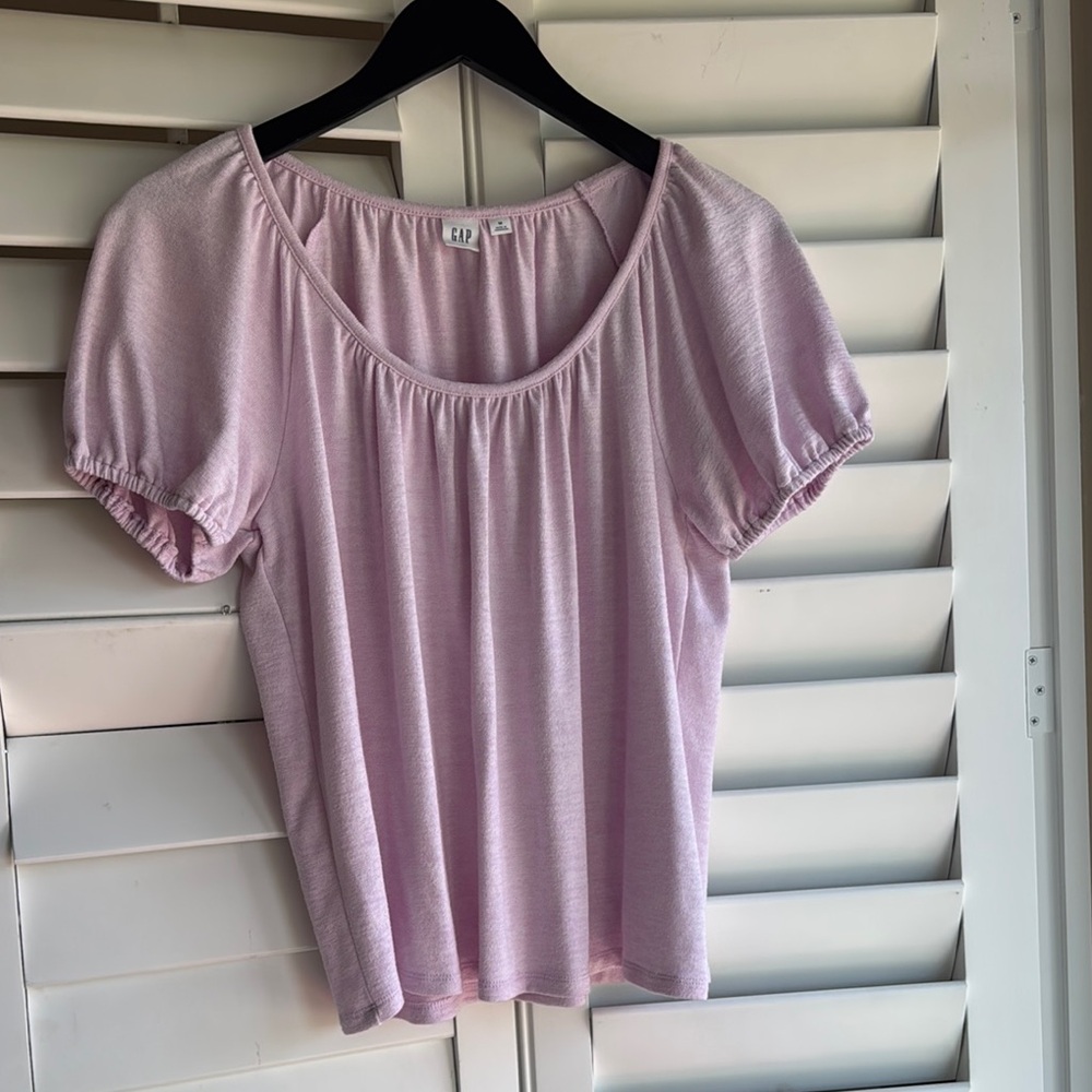 GAP Purple Smocked Puff Sleeve Blouse